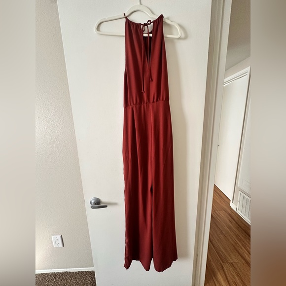 Chelsea28 Rust Halter Wide-Leg Jumpsuit - Picture 4 of 4